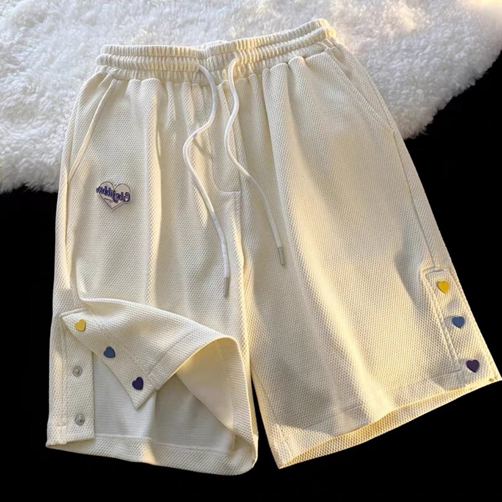 beige waffle shorts